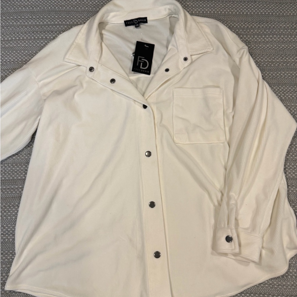Fred David Stretch Cream Button-Up Shacket